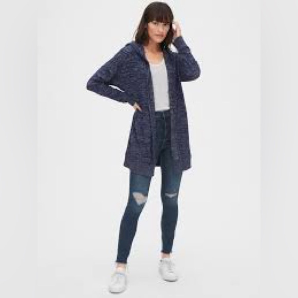 Gap Long Cardigan in Heathered Navy Blue
